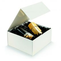 Boîte cadeau carton fermeture aimantée L.22,5 x l.22,5 x H.10,5 cm - Ivoire brillant (paquet 10 unités)