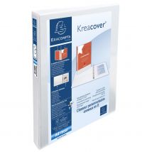 Classeur 4 anneaux personnalisable Kreacover Exacompta - plastifié - A4 maxi - D. 20 mm - capacité 185 feuilles - dos 3,8 cm - blanc
