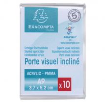Présentoir de table vertical incliné de carte de visite A9 Exacompta Cristal - Transparent - Lot de 10