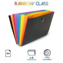 Trieur Valisette Viquel Rainbow Class En Polypropylène - 8 Compartiments A4 Extensibles - Multicolores