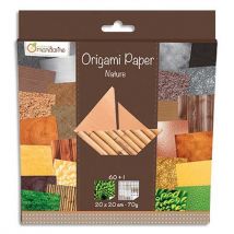 Paquets de 60 feuilles d'origami imprimées 20*20 cm sur le thème de la nature.