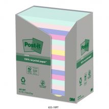 Tour de notes repositionnables Post-it Nature recyclés 76 x 127 mm coloris assorties - 16 blocs de 100 feuilles