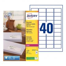Étiquettes adresses recyclées LR7654 Avery - pour imprimante laser - 45,7 x 25,4 mm - blanc - 4000 étiquettes par boîte