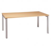 Bureau droit Tempo - L 160 x P 80 cm - plateau hêtre - 4 pieds aluminium