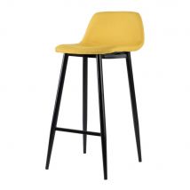 Tabouret Symbiose - Piètement acier noir - Assise tissu 100% polyester Safran - Lot de 2