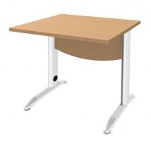 Bureau droit Impact métal - L 80 x P 80 cm - plateau hêtre - pieds L blancs