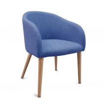Fauteuil De Réunion Et Visiteur Isis En Tissu Bleu Pieds Bois