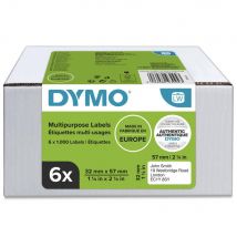 Étiquettes multi-usages S0722540 pour titreuse labelWriter 57 x 32 mm - noir sur fond blanc - paquet 6 rouleaux