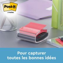 Dévidoir de Z-Notes Post-It Pro blanc + 12 blocs Super Sticky coloris assortis 76 x 76 mm
