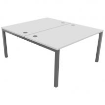 Bureau bench 2 postes Osmose départ L140 x P163 cm Plateaux Blanc Pieds métal Aluminium