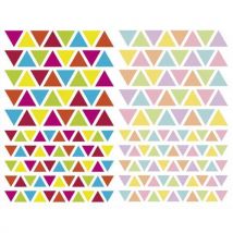 Sachet de 4 planches 10,5x16cm, 380 gommettes Initial triangle couleurs vif/pastel assorties