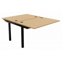 Bureau Bench 2 Postes Osmose Suivant L120 X P163 Cm Plateaux Hêtre Pieds Métal Noir