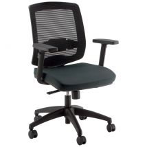 Fauteuil de bureau Delhya avec accoudoirs 3D - dossier H50 cm - maille filet , tissu gris anthracite