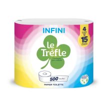 Papier Toilette Le Trèfle Infini Double Épaisseur - 4 Maxi Rouleaux De 500 Feuilles - Blanc