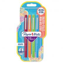 Papermate Nylon Flair - 0,4 mm -pochette de 4 - coloris fun assortis : magenta, orange, turquoise, vert
