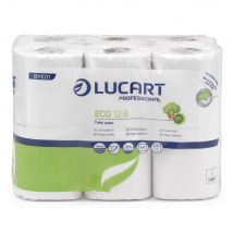 Papier toilette économique recyclé Lucart double épaisseur 200 feuilles gaufrées blanc - Carton de 96 rouleaux standard