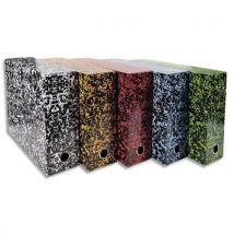 Boîte transfert marbrée Exacompta Anoney - carton rigide recouvert de papier vernis - dos 12 cm - coloris assortis - Lot de 5