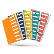 Trieur de documents Oxford A4 Bicolor Recyc+ en carte - 9 divisions - Assortis