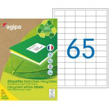 Etiquettes adresses recyclées blanches Apli - 38 x 21,2 mm - 100 feuilles A4 - 6500 étiquettes par boîte
