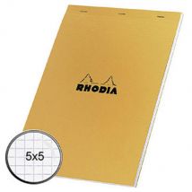 Bloc de bureau Rhodia - 80 g - 21 x 29,7cm - petits carreaux - 80 feuilles microperforées détachables - Lot de 5