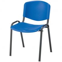 Chaise collectivités One - polypropylène - bleu - pieds métal noirs - Lot de 4