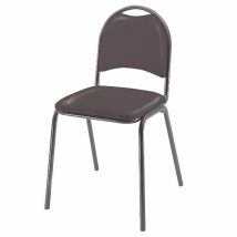 Chaise visiteur Lincoln - Vinyle - noir - pieds métal noirs - Lot de 4