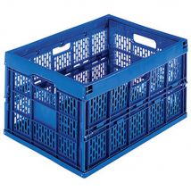 Bac de rangement pliant - 45L - en polypropylène bleu - L35,5xH27xP52,5 cm - Lot de 5