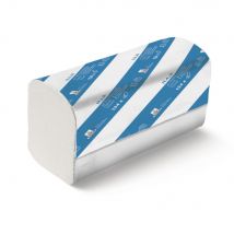 Serviettes en papier pliées - pliage en W - double épaisseur - 134 feuilles - gaufrées - 220 mm - blanc - carton 20 x 134 unités