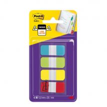 Blister de 40 mini marque-pages rigides Post-It - format 1,58 x 3,8 cm - couleurs classiques