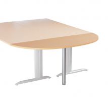 Extension Demi-lune Tempo L 160 x 60 cm - plateau hêtre - pied tube rond aluminium