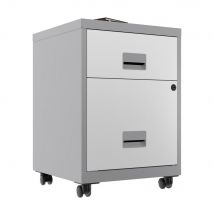 Caisson Mobile Horizon - 2 Tiroirs - Aluminium - Tiroirs Blanc