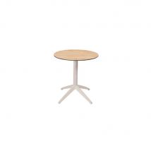 Table pliante Edison à plateau basculant ronde - 70 cm - en polypropylène usage extérieur - chêne