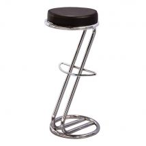 Tabouret Apollon imitation cuir- noir et chromé - 83 cm de hauteur - Lot de 2