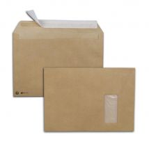 Enveloppe RAJA Premium Kraft blond format C4 229 x 324 mm avec fenêtre 90g - bande autoadhésive