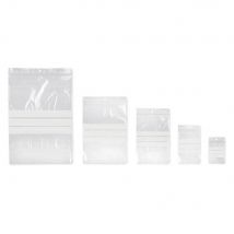 Sachet plastique Raja à fermeture zip et bande d'écriture - 10 x 15 cm - Epaisseur 50 microns - Transparent (carton 1000 unités)