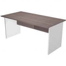 Bureau droit Pulse Tendance - L160 x P80 cm - plateau cendre - pieds pleins aluminium