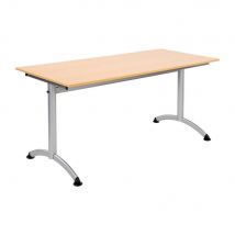 Table Modulaire Hélios rectangle L 160 x P 70 cm - plateau Hêtre pieds Aluminium