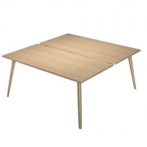 Bureau deux postes Knot L160 x 166 cm pieds inclinés en bois massif - Chêne