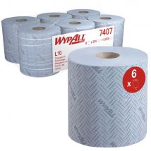 Papier d'essuyage simple épaisseur Wypall L10 - 500 feuilles - 185 mm - Bleu - lot de 6 bobines