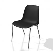 Chaise Collectivité Coque Universelle - Polypropylène - Noir - Pieds Métal Chromés - Lot De 6