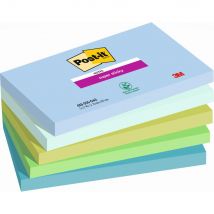 Notes repositionnables Post-it Oasis 76 x 127 mm coloris assorties - 5 blocs de 90 feuilles