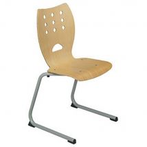 Chaise collectivités Collectiva - pieds luge métal finition alu - Hêtre - Lot de 4