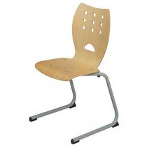 Chaise collectivités Collectiva - pieds luge métal finition alu - Hêtre - Lot de 4