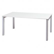 Bureau droit Tempo - L 160 x P 80 cm - plateau blanc - 4 pieds aluminium