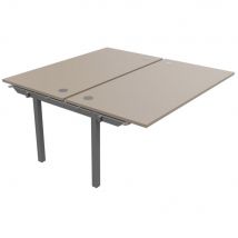 Bureau Bench 2 Postes Osmose Suivant L160 X P163 Cm Plateaux Argile Pieds Métal Aluminium