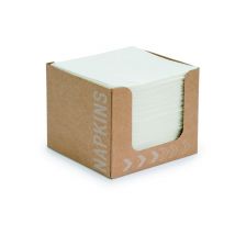 Serviettes de table Duni en papier blanches - 20 x 20 cm - Boîte distributrice de 50