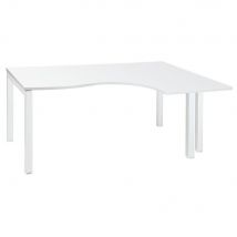 Bureau compact retour à droite Tempo - L 160 x P 120 cm - plateau blanc - 4 pieds blancs