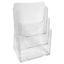 Présentoir de table vertical de prospectus Exacompta Cristal - 3 compartiments A4 - Transparent - Lot de 5
