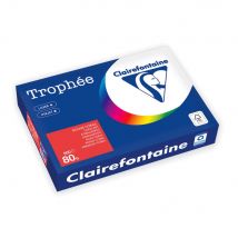 Papier A4 Clairefontaine couleur Trophée - 80 g - 500 feuilles - Rouge Corail - Lot de 5