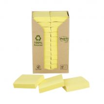 Tour de notes adhésives - 100 feuilles - papier recyclé - jaune - 38 x 51 mm - paquet 24 blocs